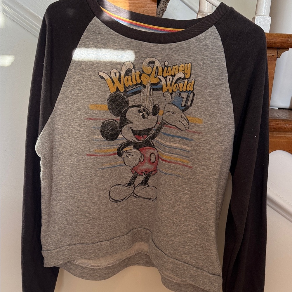 Disney Parks Gray & Black Raglan Pullover with Castle Logo